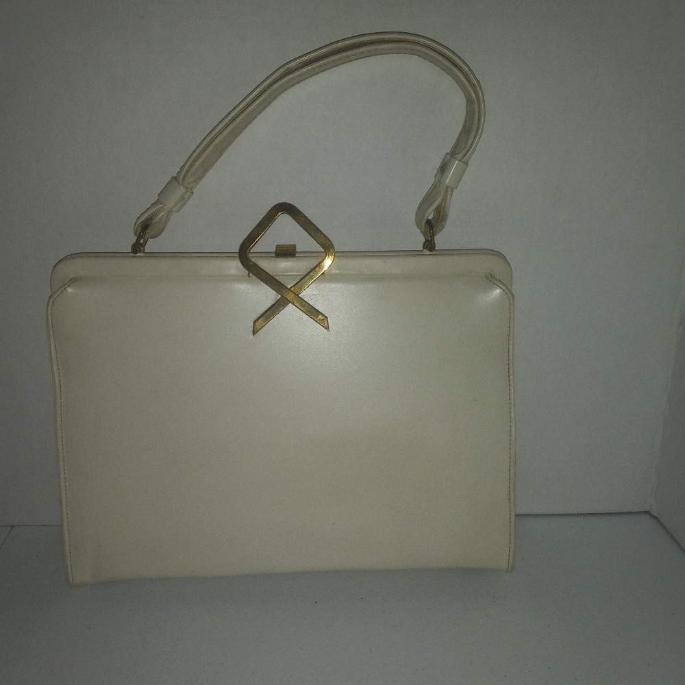Vintage 60s  handbag purse gold hardware retro 11x8